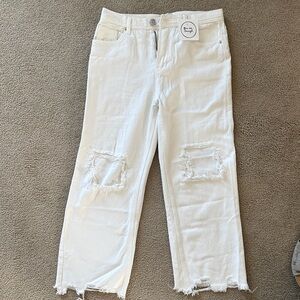 White Distressed High-Rise Women's Ankle Jeans
